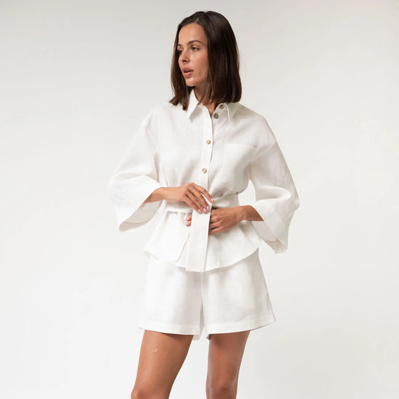 White Heavy Linen Shirt Perfect Days - Myza