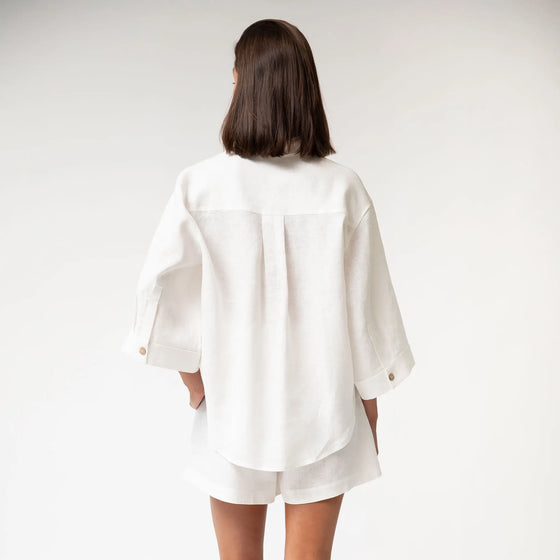 White Heavy Linen Shirt Perfect Days - Myza