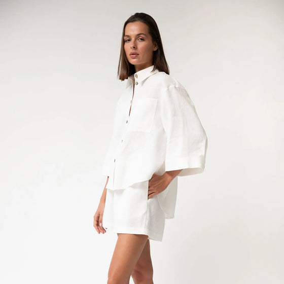 White Heavy Linen Shirt Perfect Days - Myza