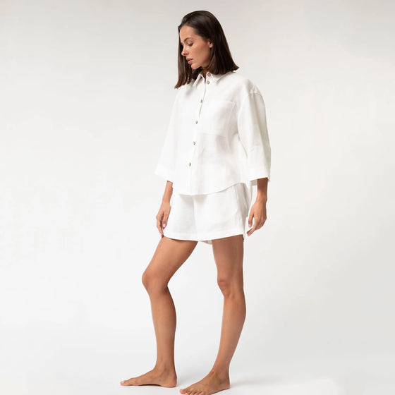 White Heavy Linen Shirt Perfect Days - Myza