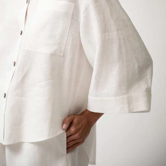 White Heavy Linen Shirt Perfect Days - Myza