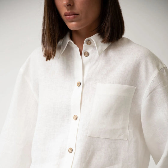 White Heavy Linen Shirt Perfect Days - Myza