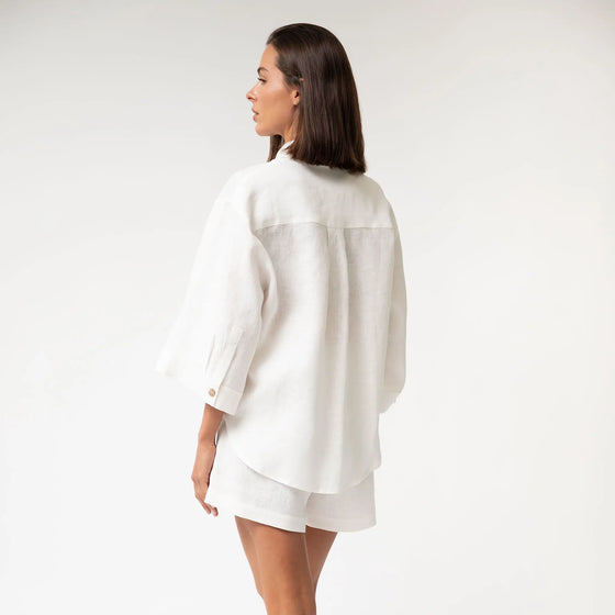 White Heavy Linen Shirt Perfect Days - Myza