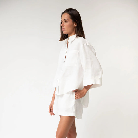 White Heavy Linen Shirt Perfect Days - Myza