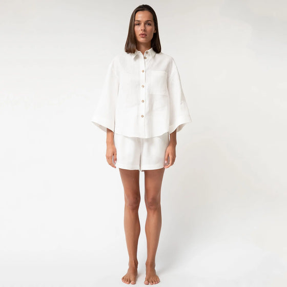 White Heavy Linen Shirt Perfect Days - Myza