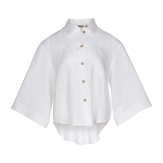 White Heavy Linen Shirt Perfect Days - Myza