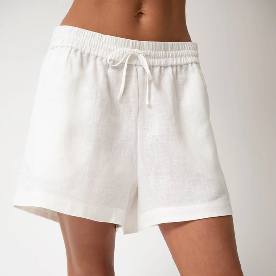 White Heavy Linen Shorts Perfect Days - Myza