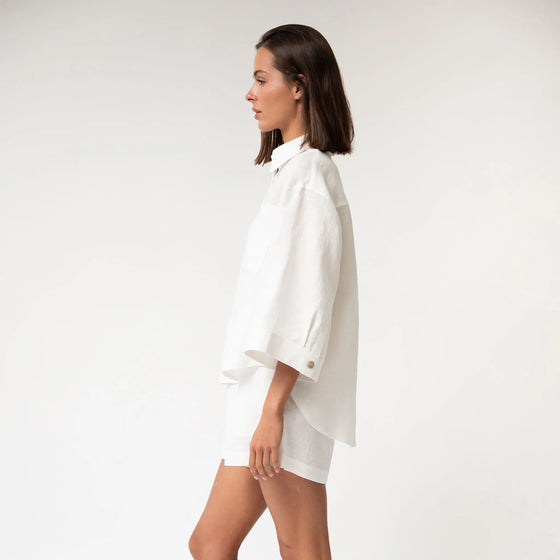 White Heavy Linen Shorts Perfect Days - Myza