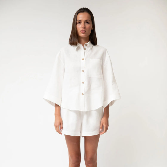 White Heavy Linen Shorts Perfect Days - Myza