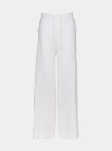  White Heavy Linen Wide-Leg Pants Perfect Days NOKAYA