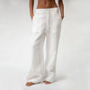 White Heavy Linen Wide-Leg Pants Perfect Days - Myza