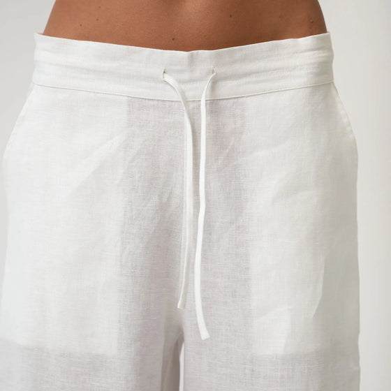 White Heavy Linen Wide-Leg Pants Perfect Days - Myza