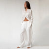 White Heavy Linen Wide-Leg Pants Perfect Days - Myza