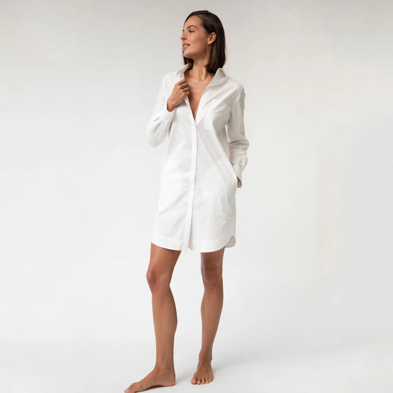 White InStyle Cotton Poplin Shirt Dress - Myza