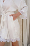 White Lace Trim Bridal Robe Wear the World