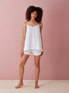  White Lara 100% Linen Cami Top The Secret Linen Store