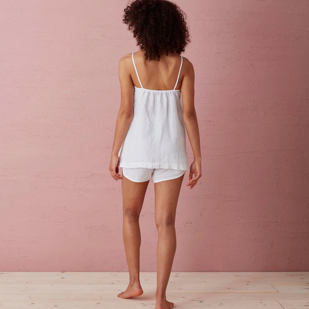 White Lara 100% Linen Cami Top The Secret Linen Store