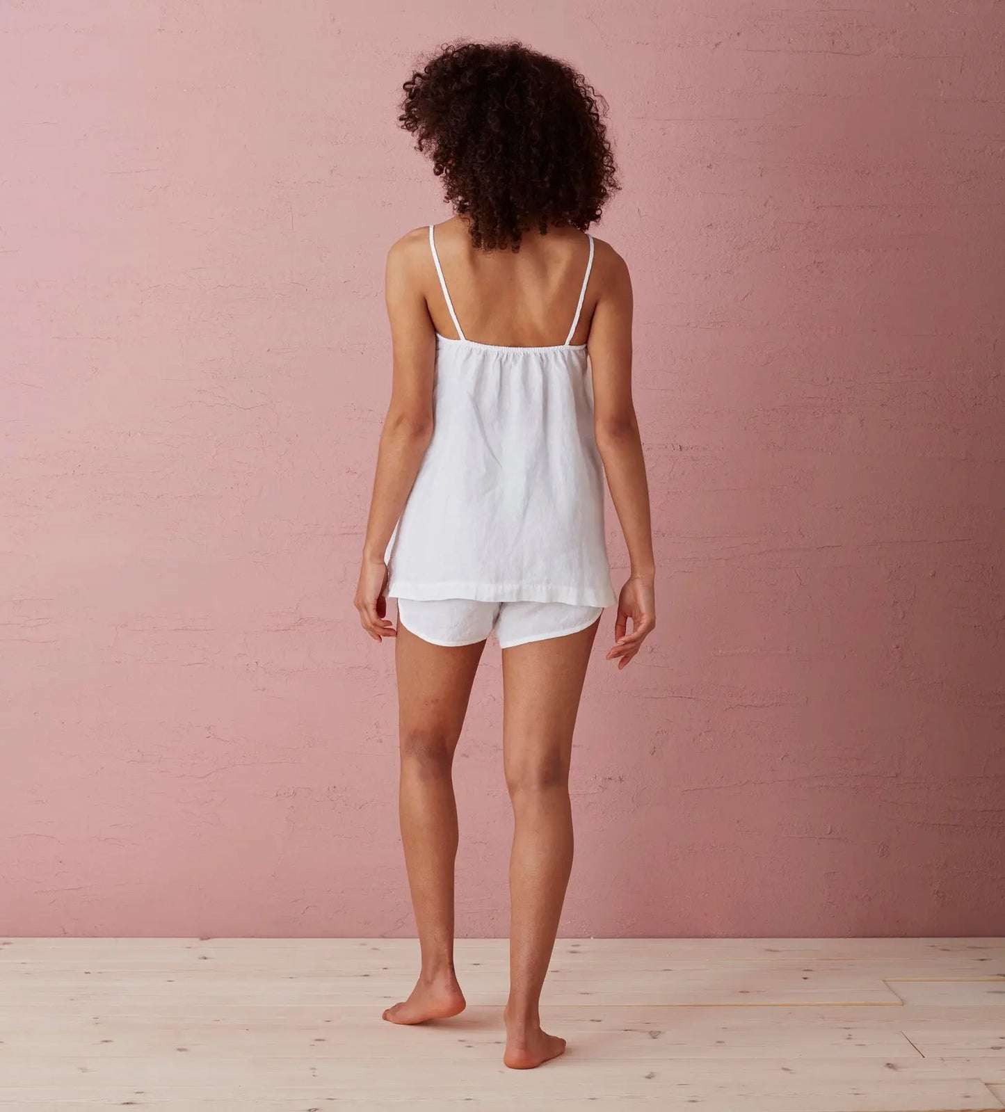 White Lara 100% Linen Cami Top The Secret Linen Store