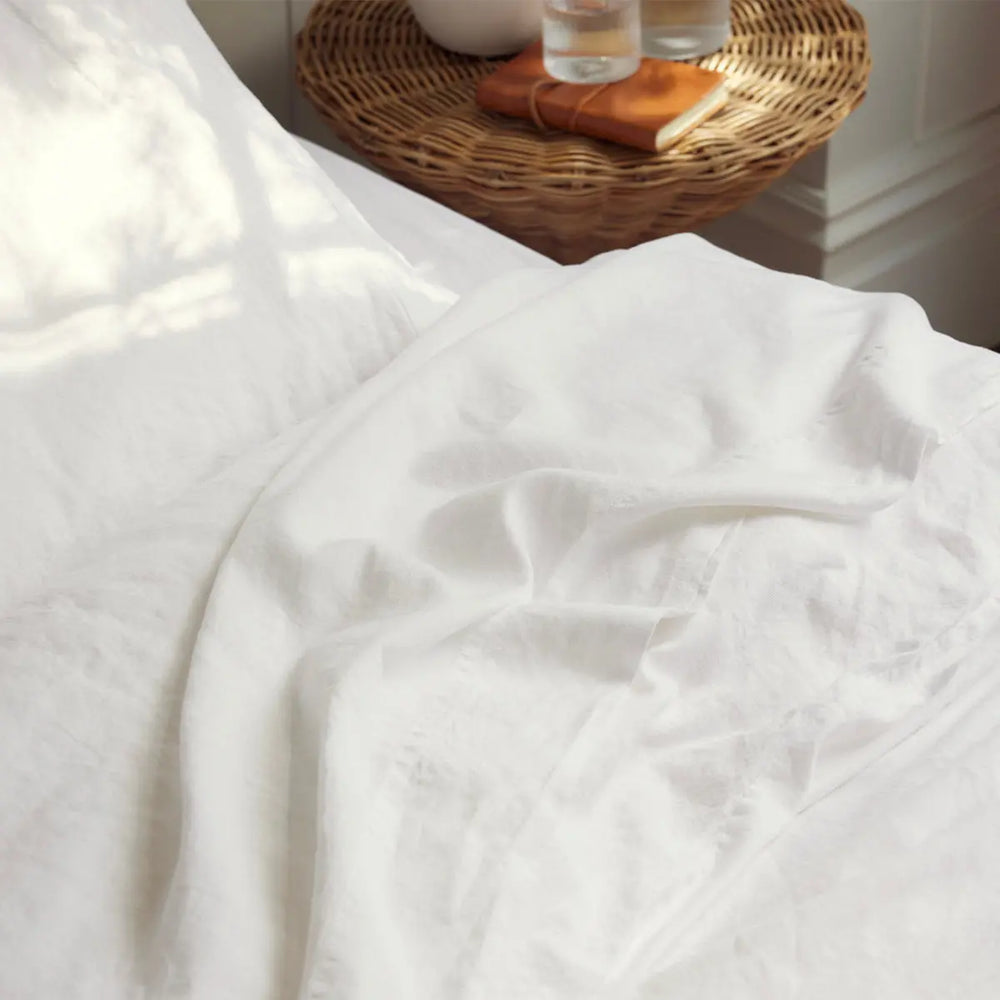 White Linen Blend Flat Sheet Piglet