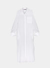 White Linen Voile Button-Down Long Shirt Dress NOKAYA