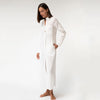 White Linen Voile Button-Down Long Shirt Dress - Myza