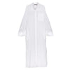 White Linen Voile Button-Down Long Shirt Dress - Myza