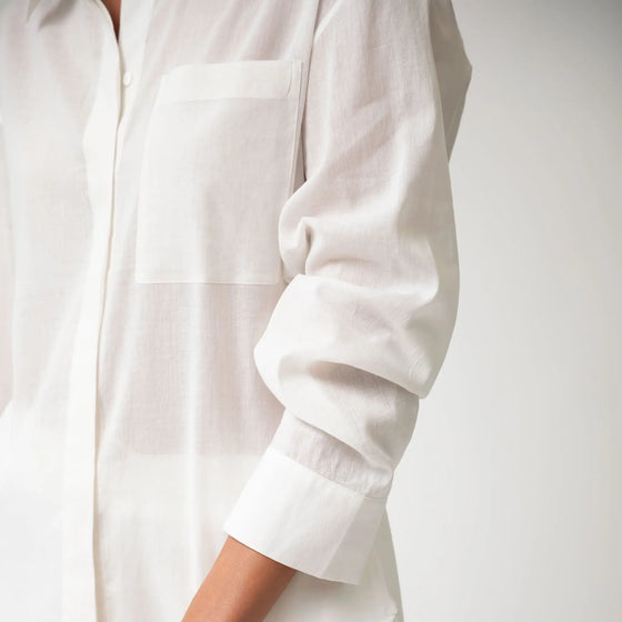 White Linen Voile Shirt - Myza