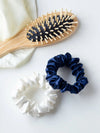 Mulberry Silk Classic Scrunchie Set in Navy/White Liv Lindley Silk Studio