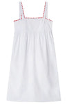 White Midi Nightdress With Red Ric Rac - 100% Cotton Poplin Sarah Brown London