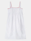 White Midi Nightdress With Red Ric Rac - 100% Cotton Poplin Sarah Brown London