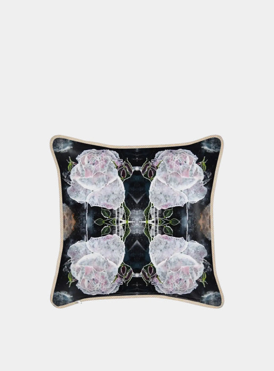 White Roses Silk Cushion Long Studio Design