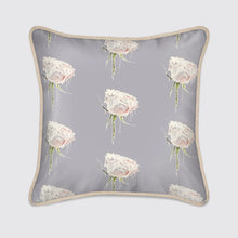  White Roses on Lavender Silk Cushion Long Studio Design