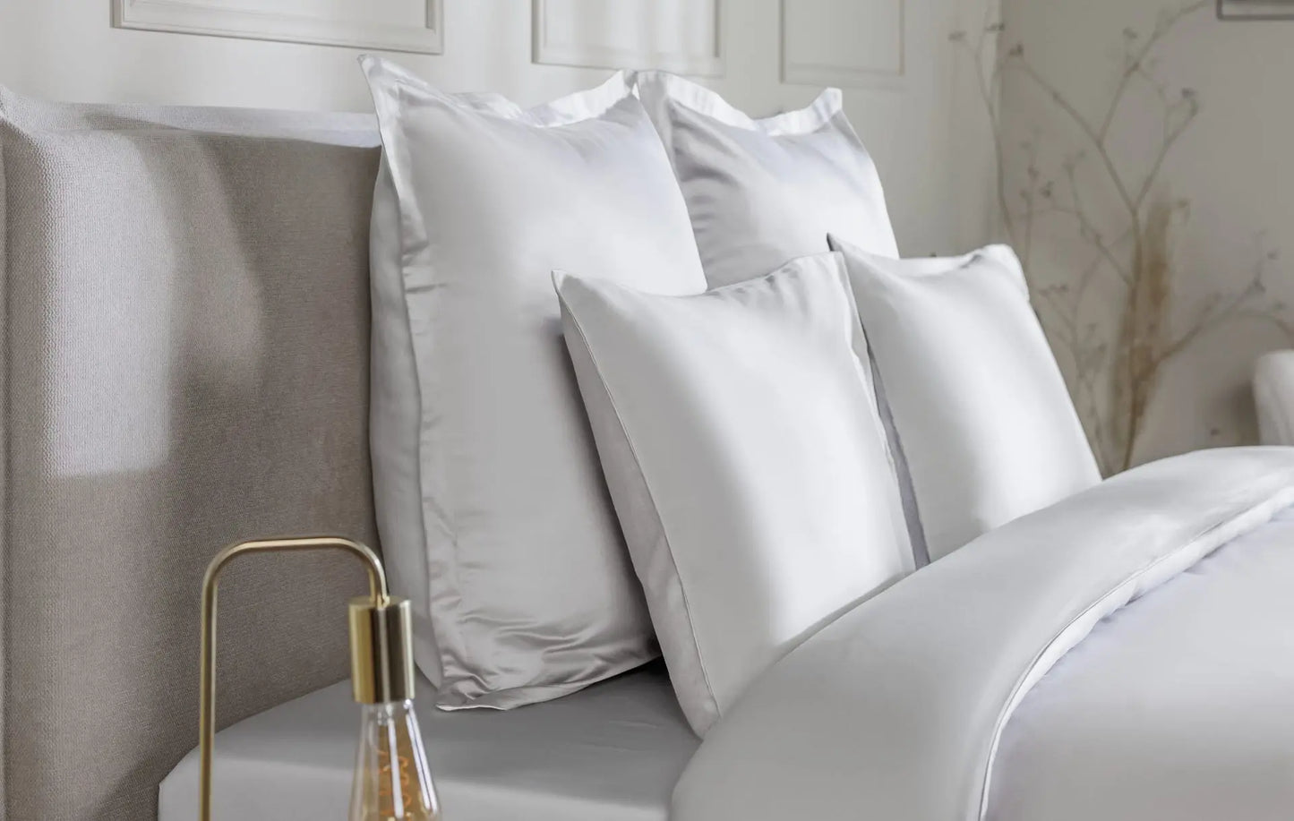 White Sateen 300 Thread Count Cotton Pillowcase Emma