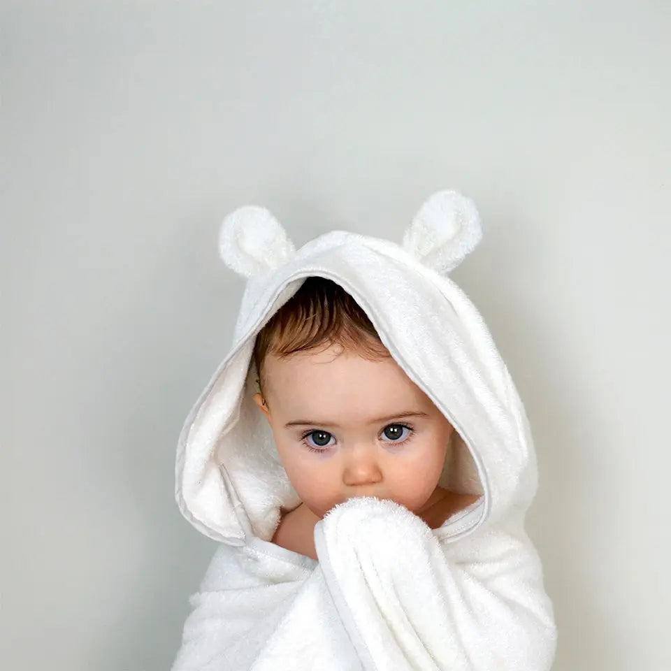 White Shnuggle Wearable Baby Towels Shnuggle