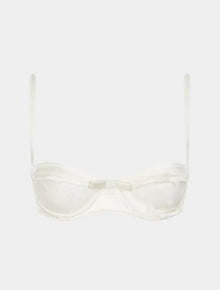  White Stretch Silk With Polka Dot Tulle Balconette Bra Sarah Brown London