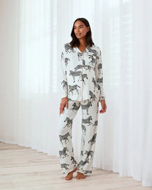  White Zebra Maternity Print Long Pyjama Set Chelsea Peers