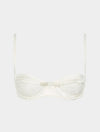 White Stretch Silk With Polka Dot Tulle Balconette Bra Sarah Brown London