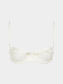  White Stretch Silk With Polka Dot Tulle Balconette Bra Sarah Brown London