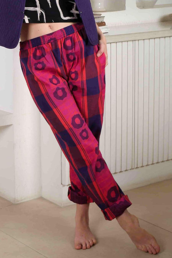 Jacquard Red Pink Blue Trousers