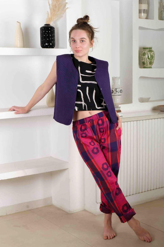 Jacquard Red Pink Blue Trousers