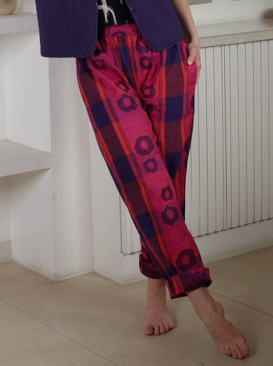 Jacquard Red Pink Blue Trousers