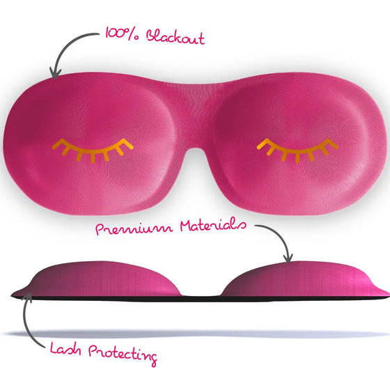 Wink Bright Pink Contoured 3D Blackout Sleep Mask SMUG