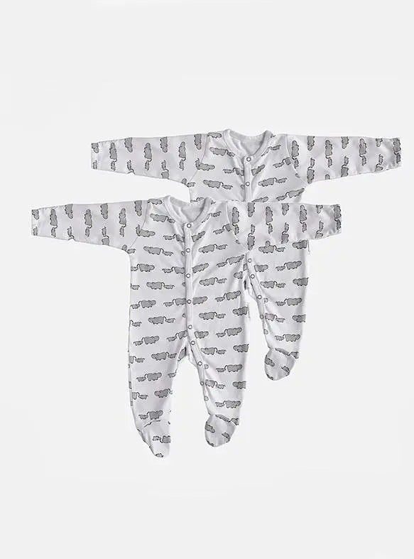 Winter Sleepsuit With Padded Sleeves (2pk) - Hippo Pure Earth Collection