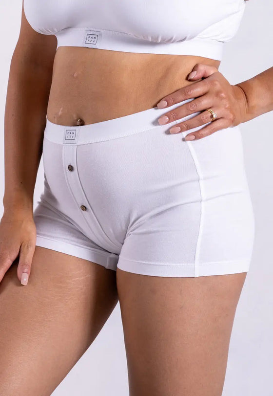 Women's Boxer Briefs, White Pantee