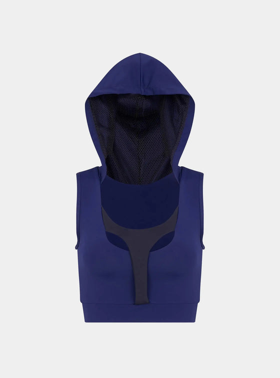 Women's Hooded Sports Bra - Navy numbatsport