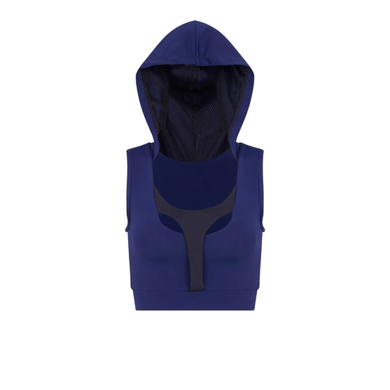 Women's Hooded Sports Bra - Navy numbatsport