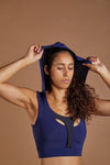 Women's Hooded Sports Bra - Navy numbatsport