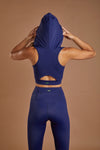 Women's Hooded Sports Bra - Navy numbatsport