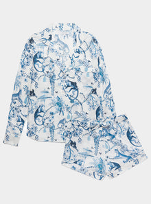  Chinoiserie Whimsy Women's Long Sleeve Organic Cotton Pyjama Short Set