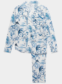  Chinoiserie Whimsy Women's Long Sleeve Organic Cotton Pyjama Trouser Set